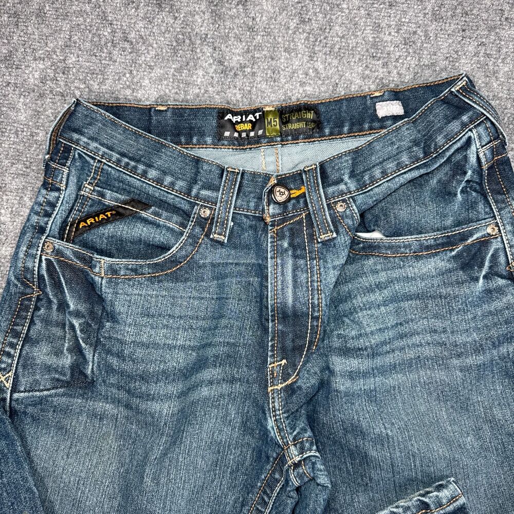 Ariat Rebar M5 31x32 Denim Jeans Men's Straight Leg Medium Wash Workwear - Picture 4 of 10